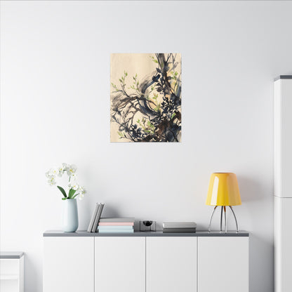 Ma Shadow Play Canvas Art - Dark Japandi Charcoal Ink