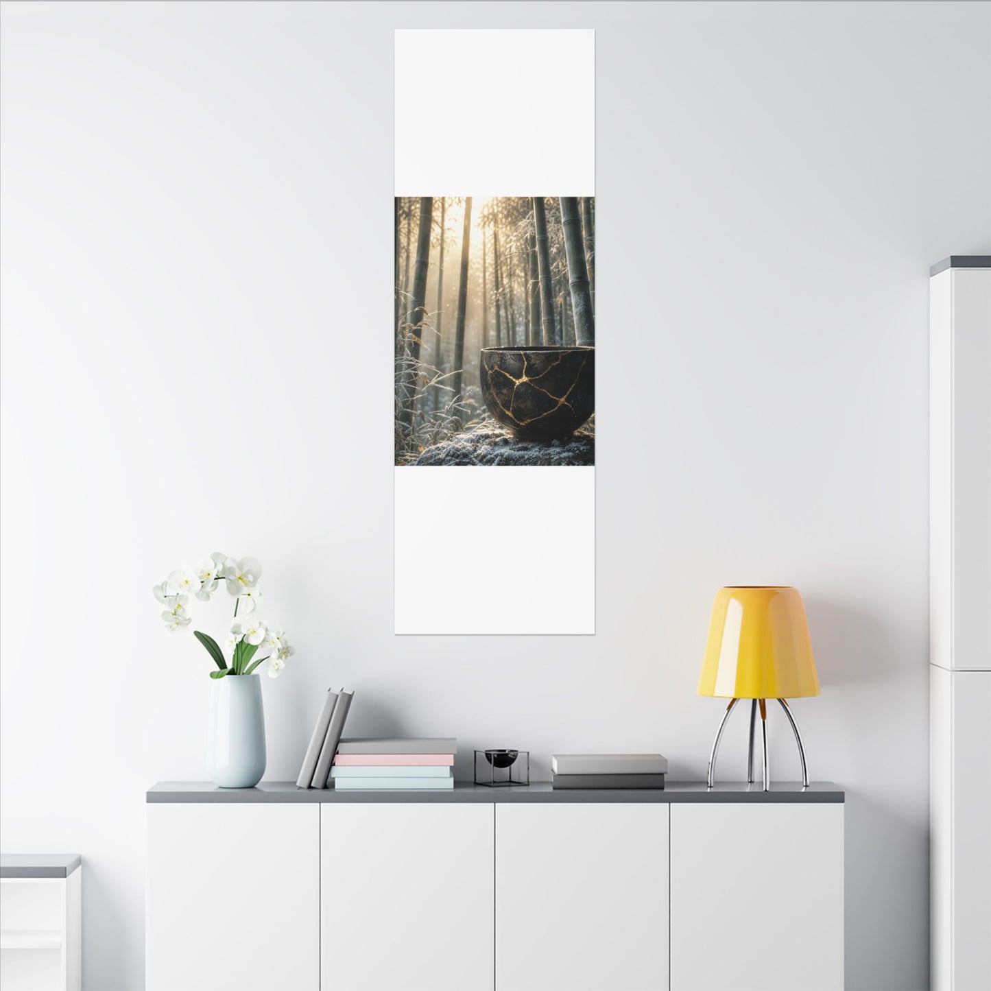 Fukinsei Bamboo Grove Canvas Art - Kintsugi Gold Repair