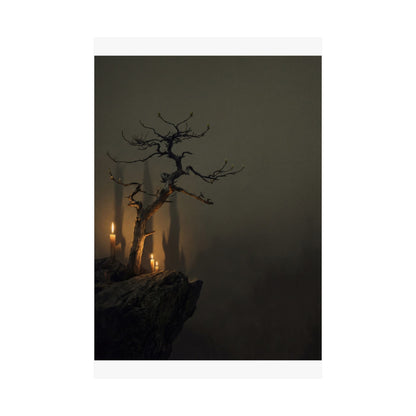 Pine Tree Shadow Zen Wall Art Print | Moody Dark Japandi Art