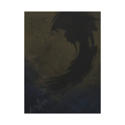 Seijaku Ink Brushstroke Canvas Art - Dark Japandi Moody Minimal