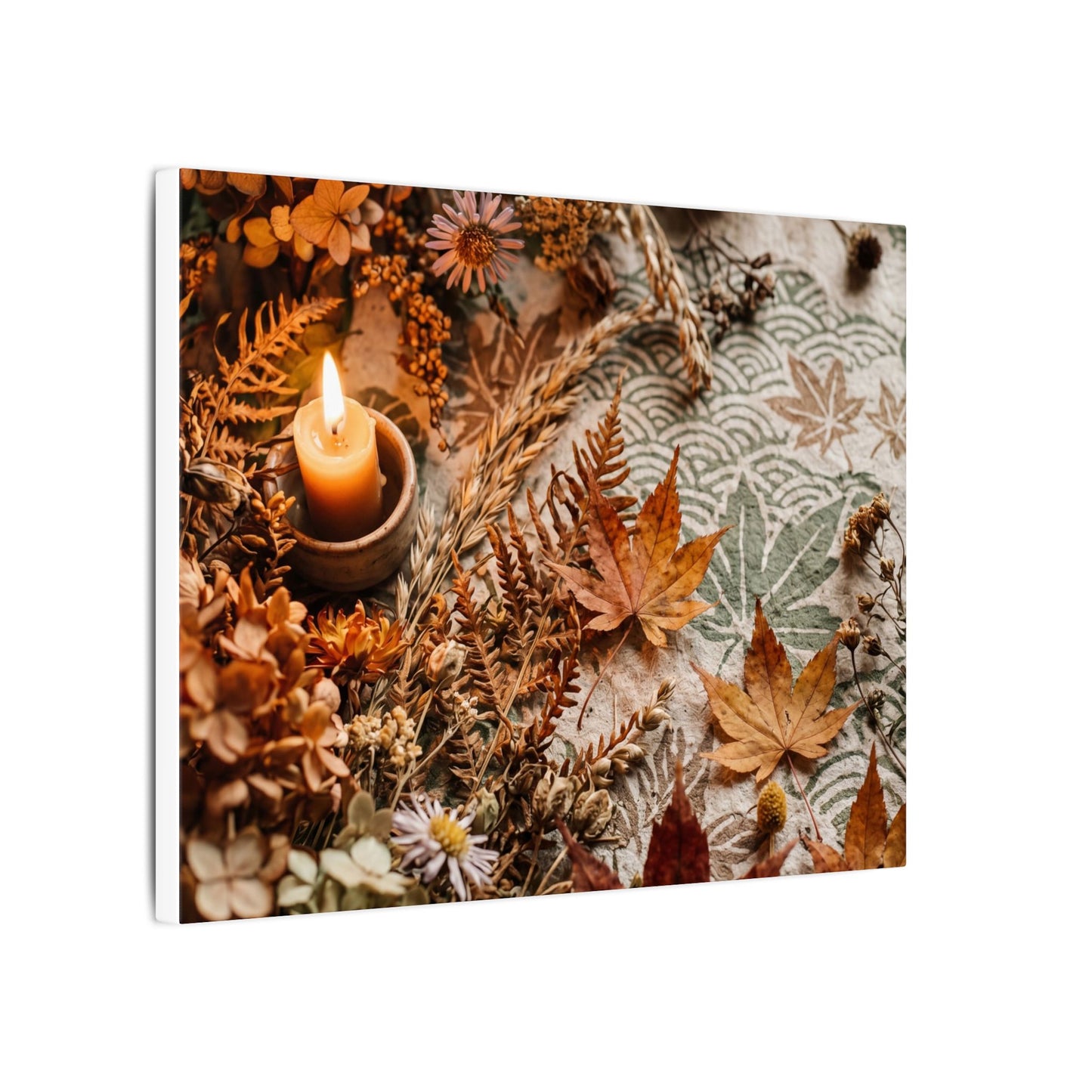Candlelight Dried Flowers Canvas Art - Japandi Seijaku