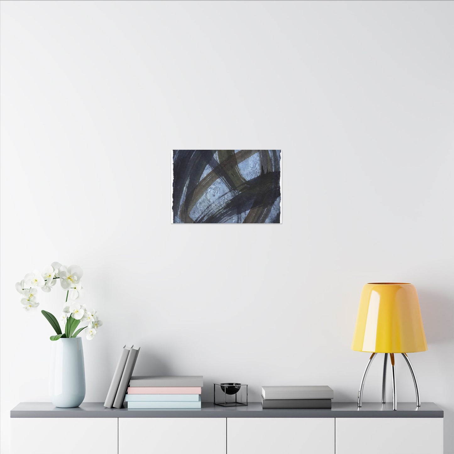 Ink Brushstroke Canvas Art | Winter Dark Japandi Shadow Zen Art