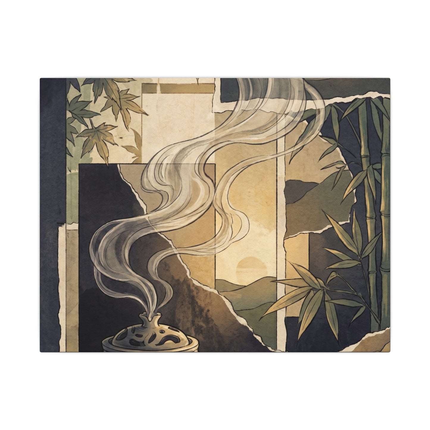 Tranquil Incense Smoke Canvas Art - Ukiyo E Inspired Zen