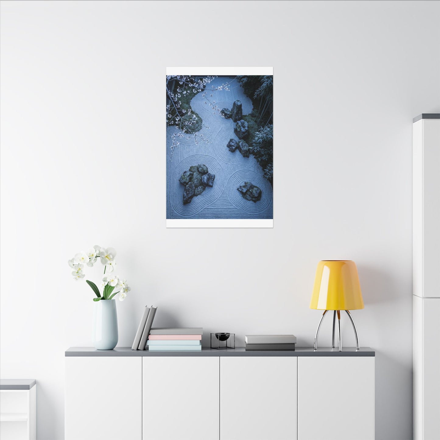 Contemplative Cherry Blossom Canvas Art - Karesansui Zen