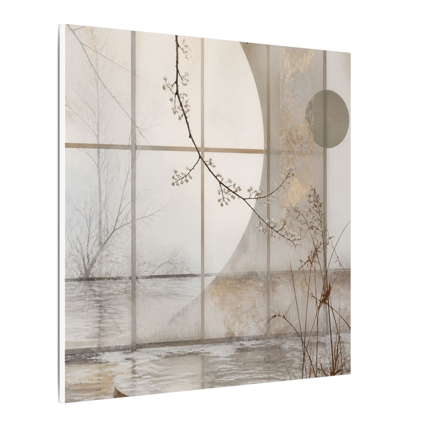 Winter Shoji Screen Japanese Pattern Canvas Art | Elegant Decor