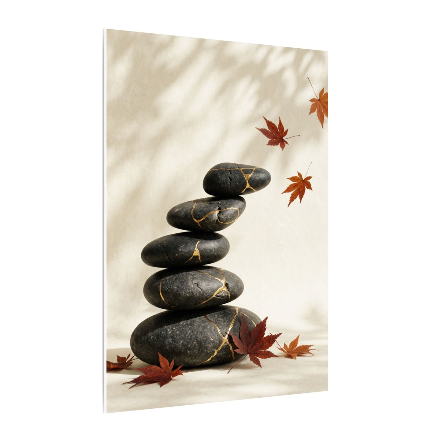 Kintsugi River Stones in Dappled | Crackle Gold Canvas Art