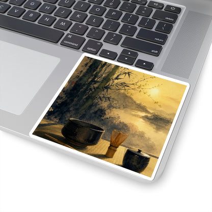 Tea Ceremony Sumi E Sticker | Peaceful Zen Art