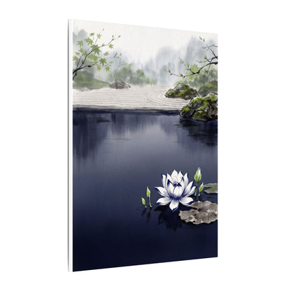 Lotus Flower Karesansui Canvas Art | Tranquil Zen Art