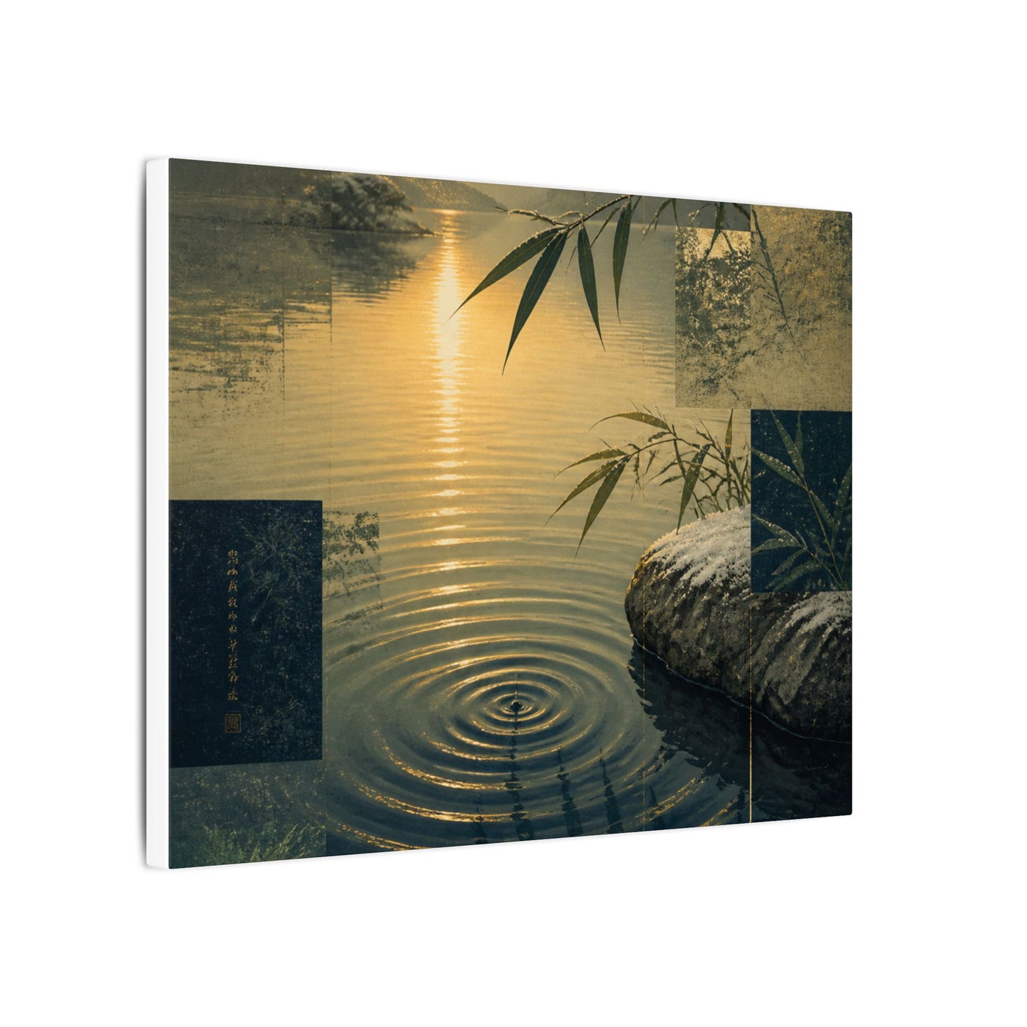 Zen Water Ripple in Golden Hour | Ukiyo E Inspired Canvas Art