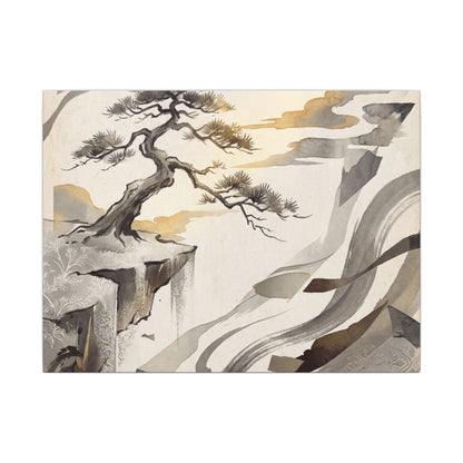 Golden Hour Pine Tree Canvas Art - Japandi Seijaku Art Print