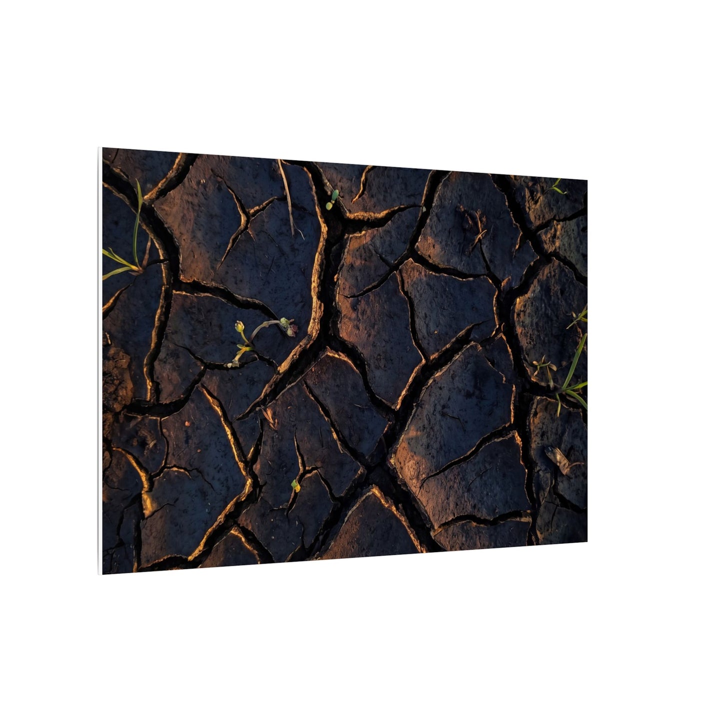 Cracked Earth Moody Minimal Canvas Art | Luxurious Dark Japandi Art