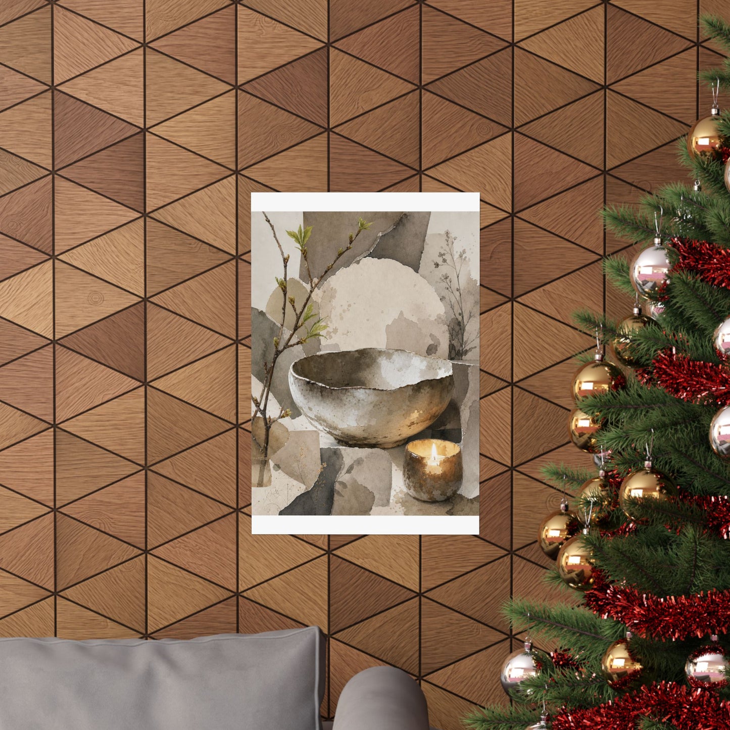 Candlelight Ceramic Bowl Wall Art Print - Japandi Fukinsei