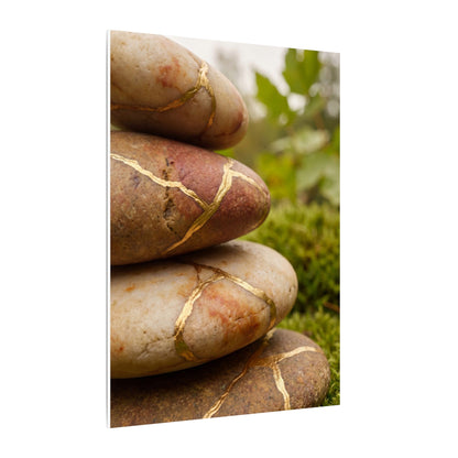 River Stones Summer Canvas Art | Kintsugi Healing Design