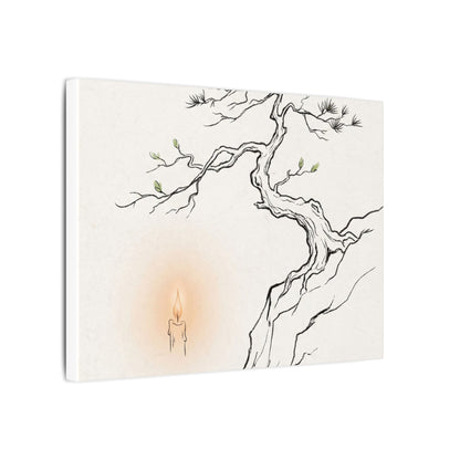 Candlelight Pine Tree Canvas Art - Japandi Shibui