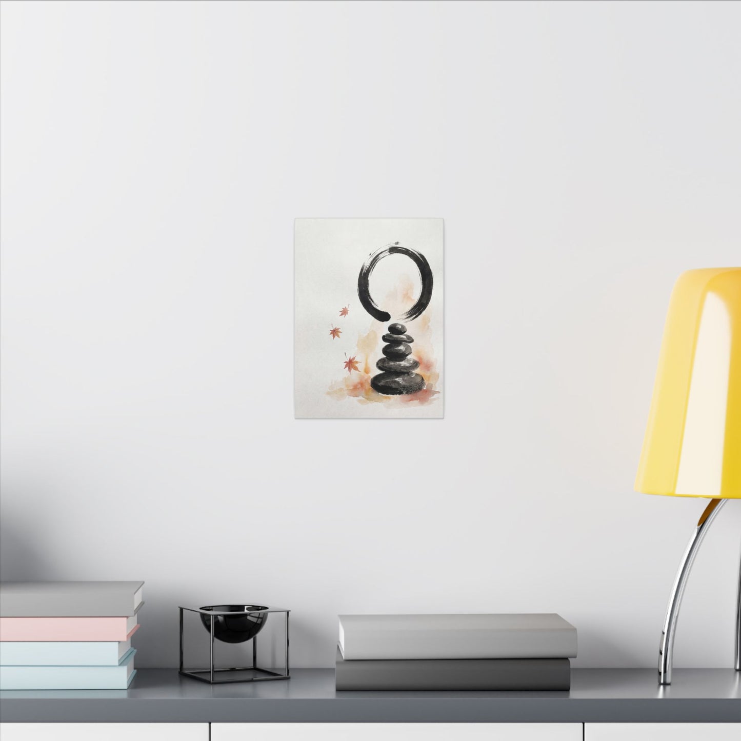 River Stones Canvas Art | Autumn Zen Enso Art