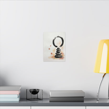 River Stones Canvas Art | Autumn Zen Enso Art