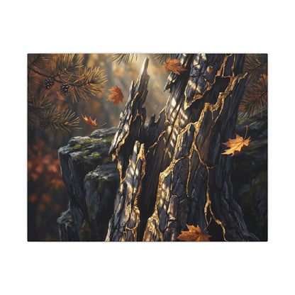 Pine Tree Autumn Canvas Art | Kintsugi Beautiful Design