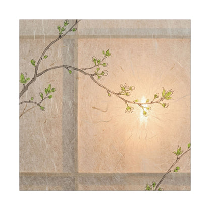 Warm Shoji Screen Canvas Art - Minimal Line Japandi