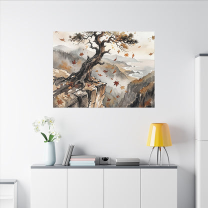 Autumn Pine Tree Watercolor Canvas Art | Warm Decor