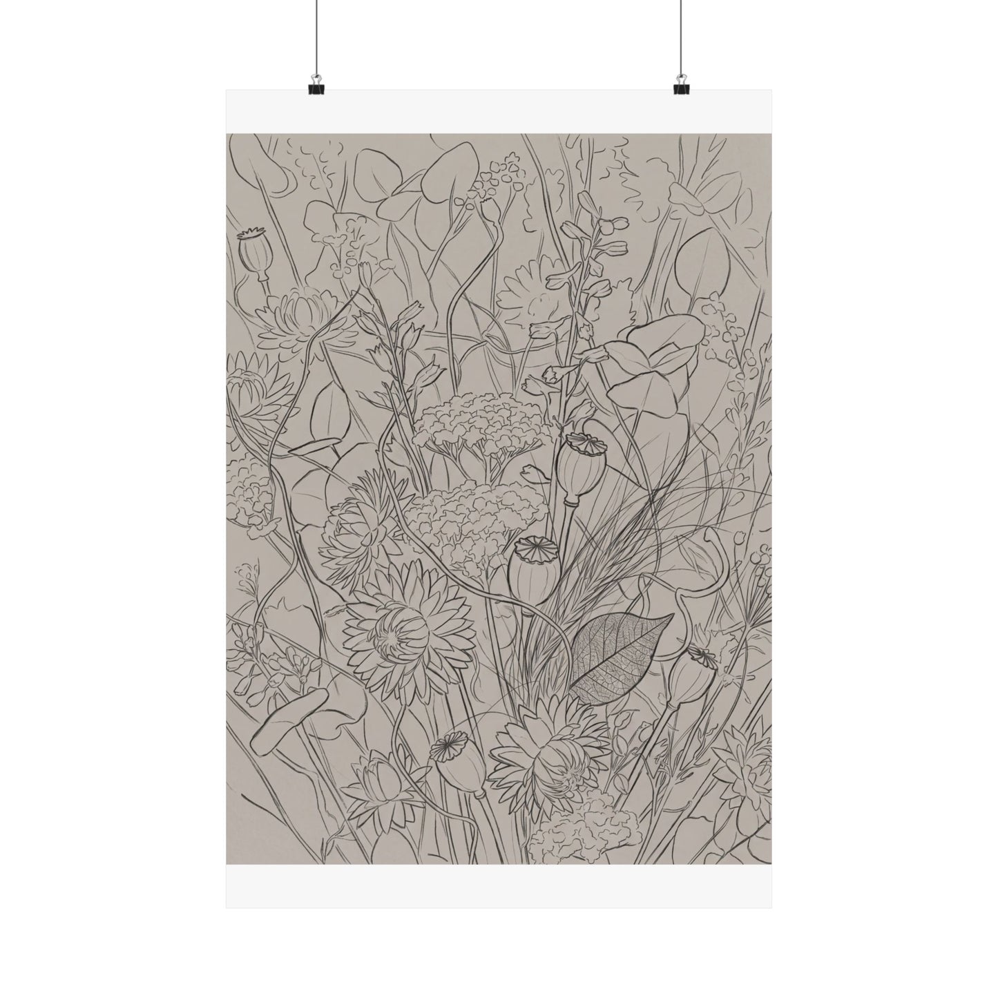 Summer Dried Flowers Minimal Line Wall Art Print | Cozy Decor