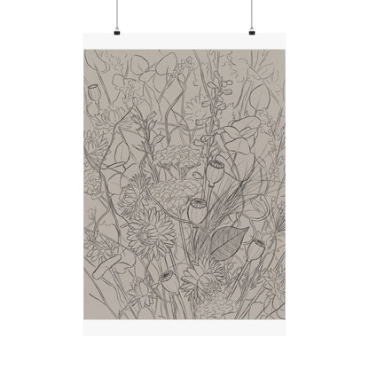 Summer Dried Flowers Minimal Line Wall Art Print | Cozy Decor
