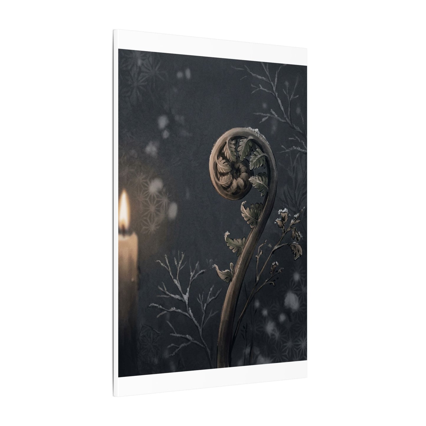 Candlelight Fern Unfurling Canvas Art - Japandi Ma