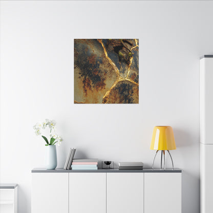 Datsuzoku Rust Patina Canvas Art - Kintsugi Crackle Gold