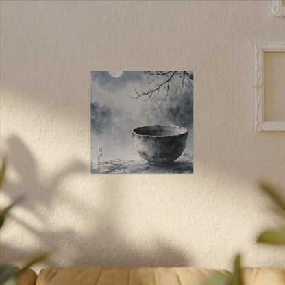 Seijaku Ceramic Bowl Canvas Art - Zen Sumi E