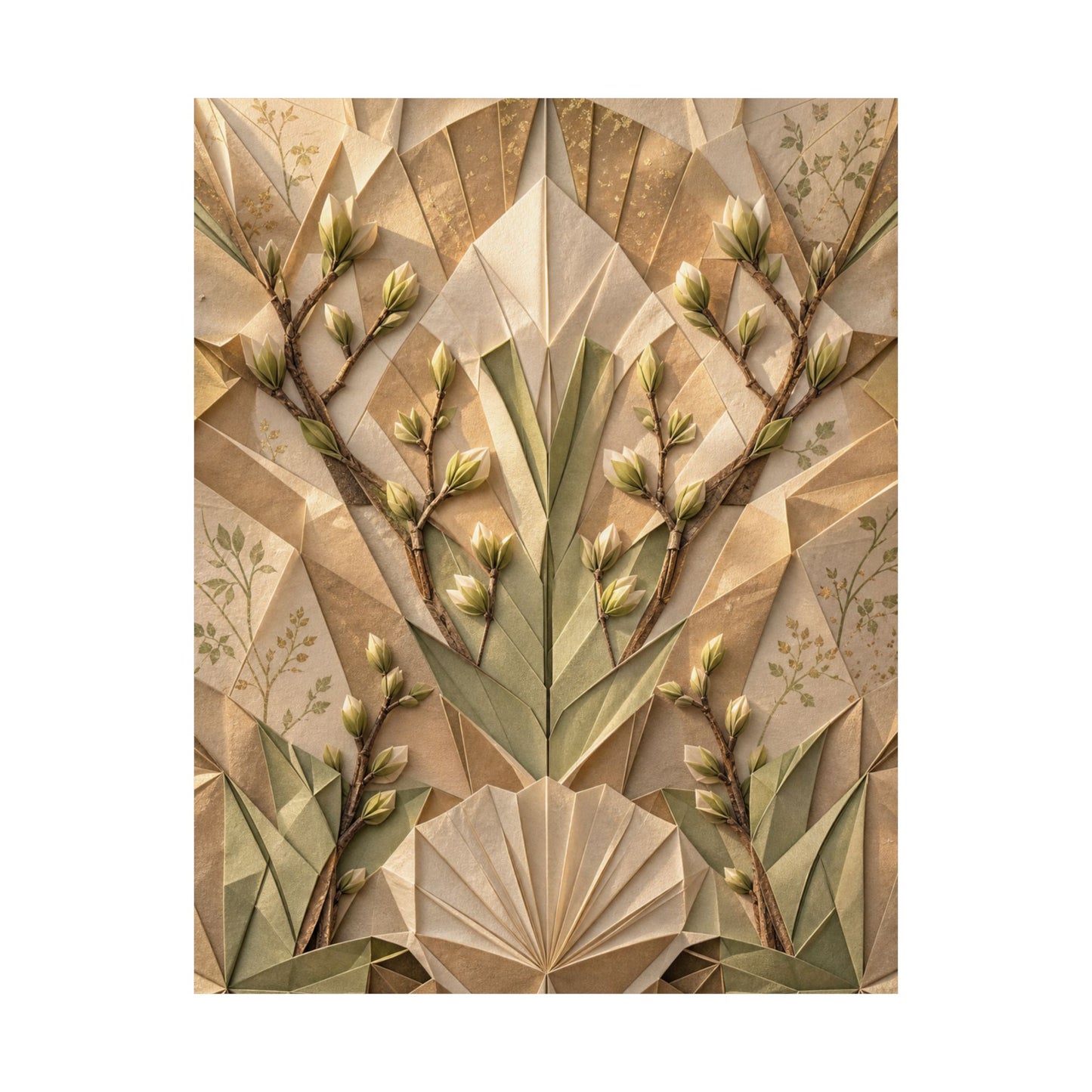 Paper Fold Japanese Pattern Wall Art Print | Warm Japandi Art
