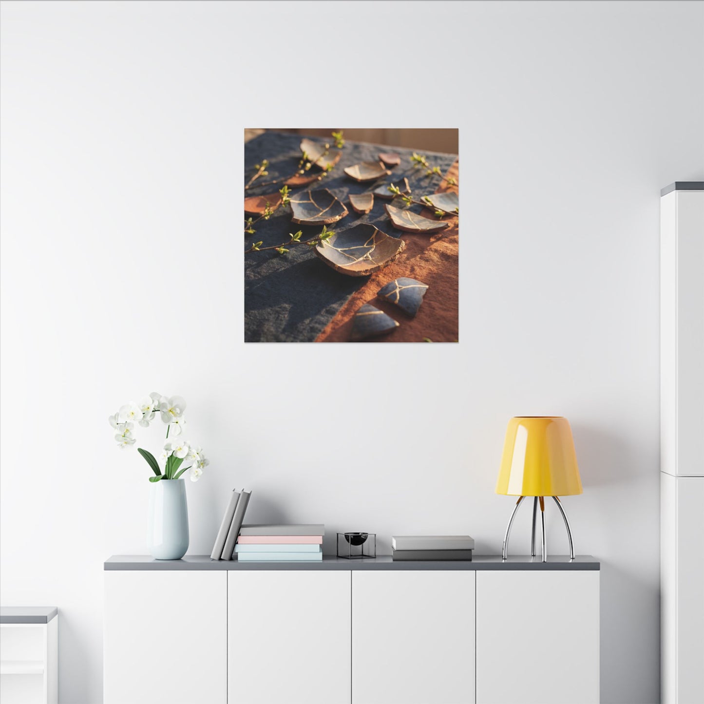Spring Broken Pottery Gold Vein Canvas Art | Philosophical Decor