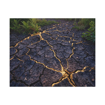 Cracked Earth Canvas Art | Summer Kintsugi Crackle Gold Art