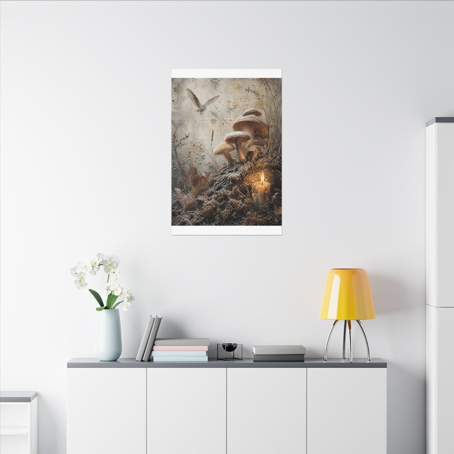 Wild Mushrooms Texture Canvas Art | Elegant Japandi Art