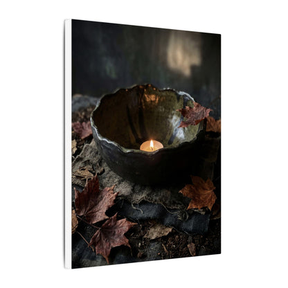 Candlelight Ceramic Bowl Canvas Art - Dark Japandi Kanso