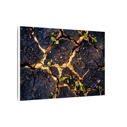 Spring Cracked Earth Crackle Gold Canvas Art | Healing Decor