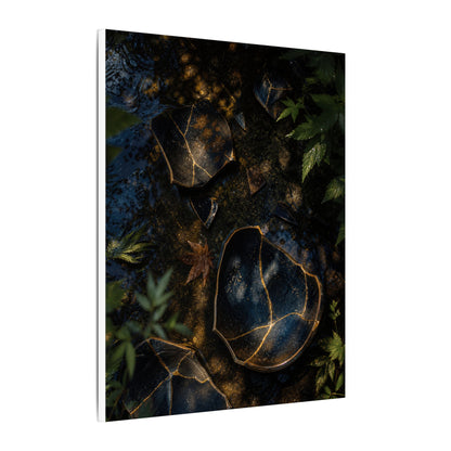 Dark Japandi Broken Pottery in Dappled | Shadow Zen Canvas Art