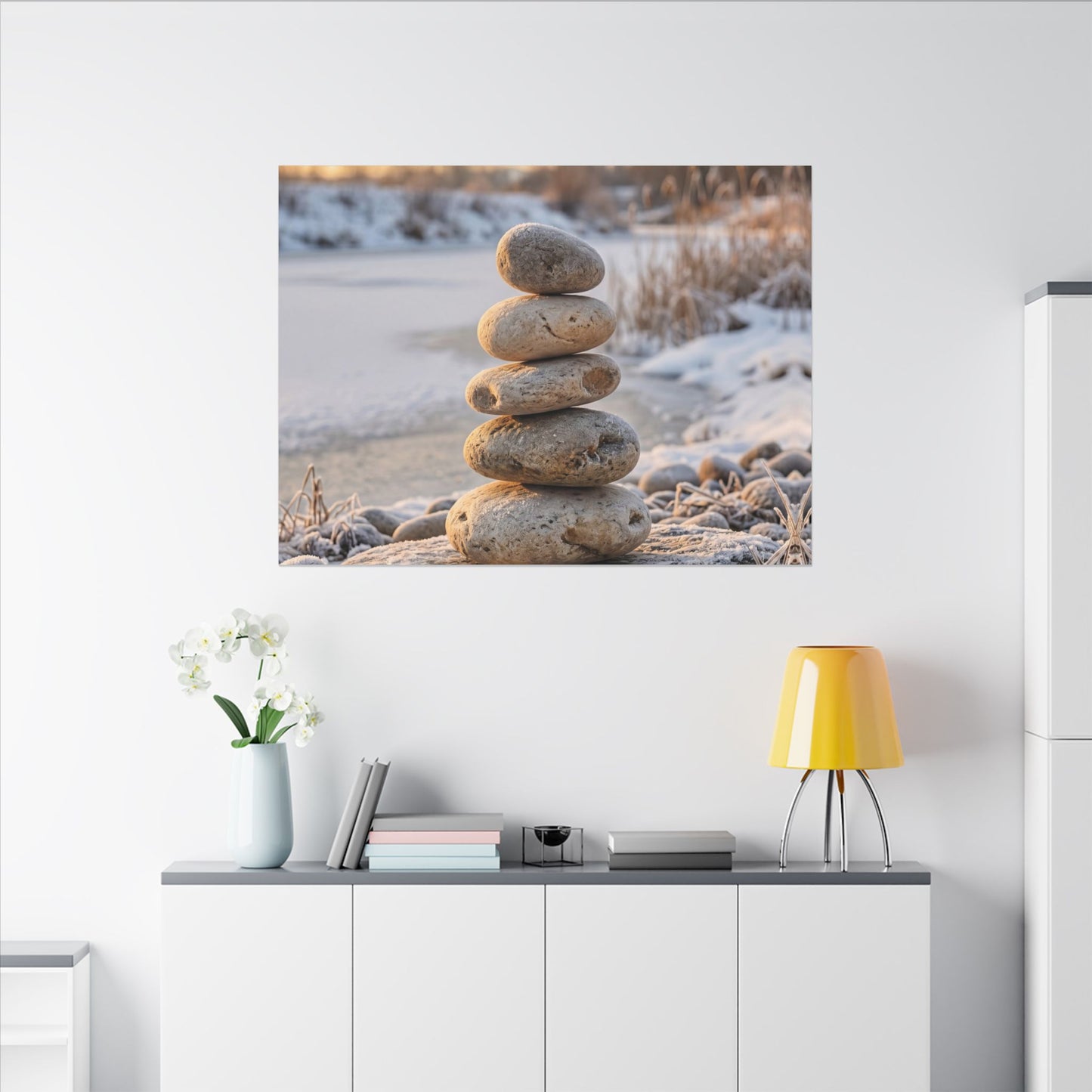 Ma River Stones Canvas Art - Japandi Japanese Pattern