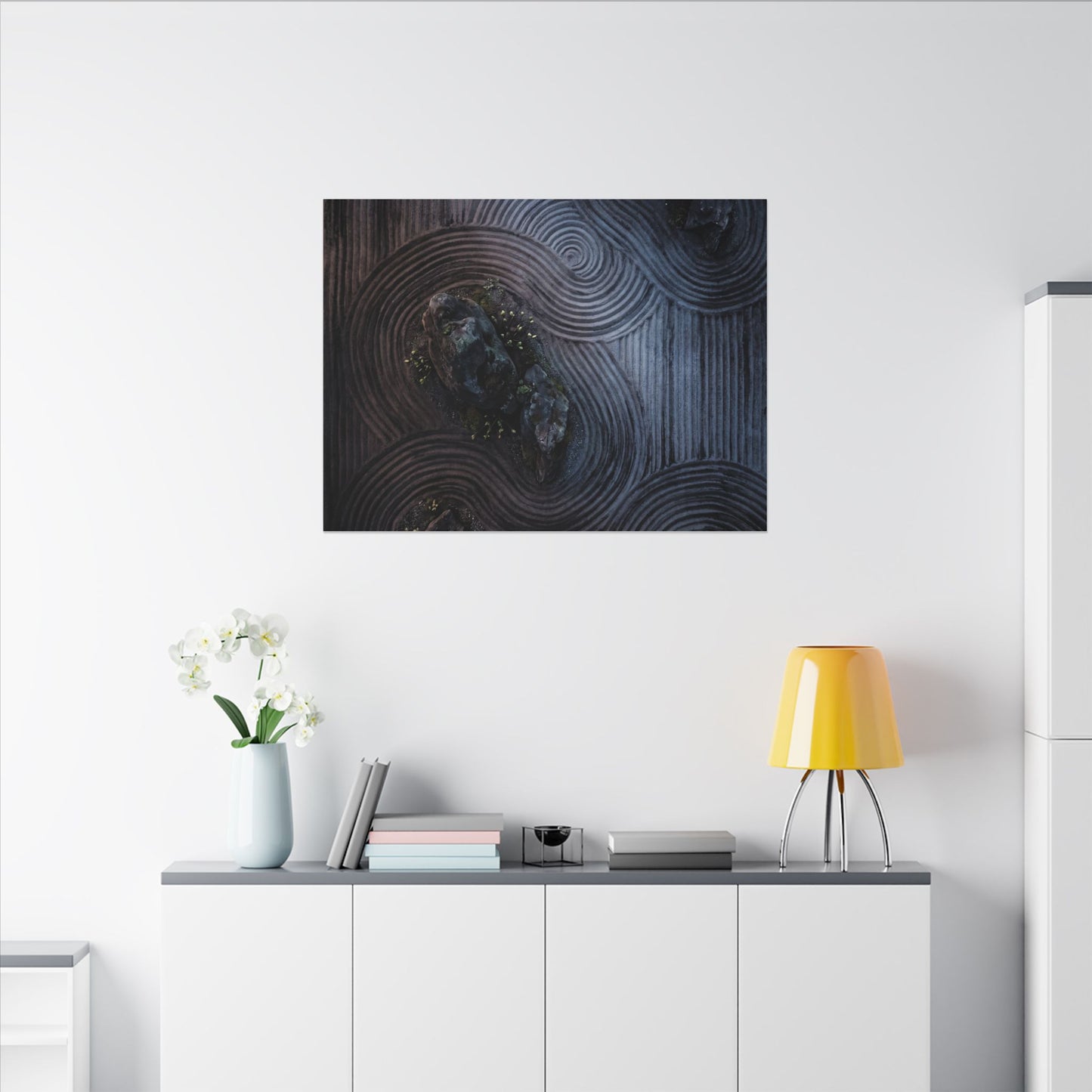 Spring Rock Garden Charcoal Ink Canvas Art | Bold Decor