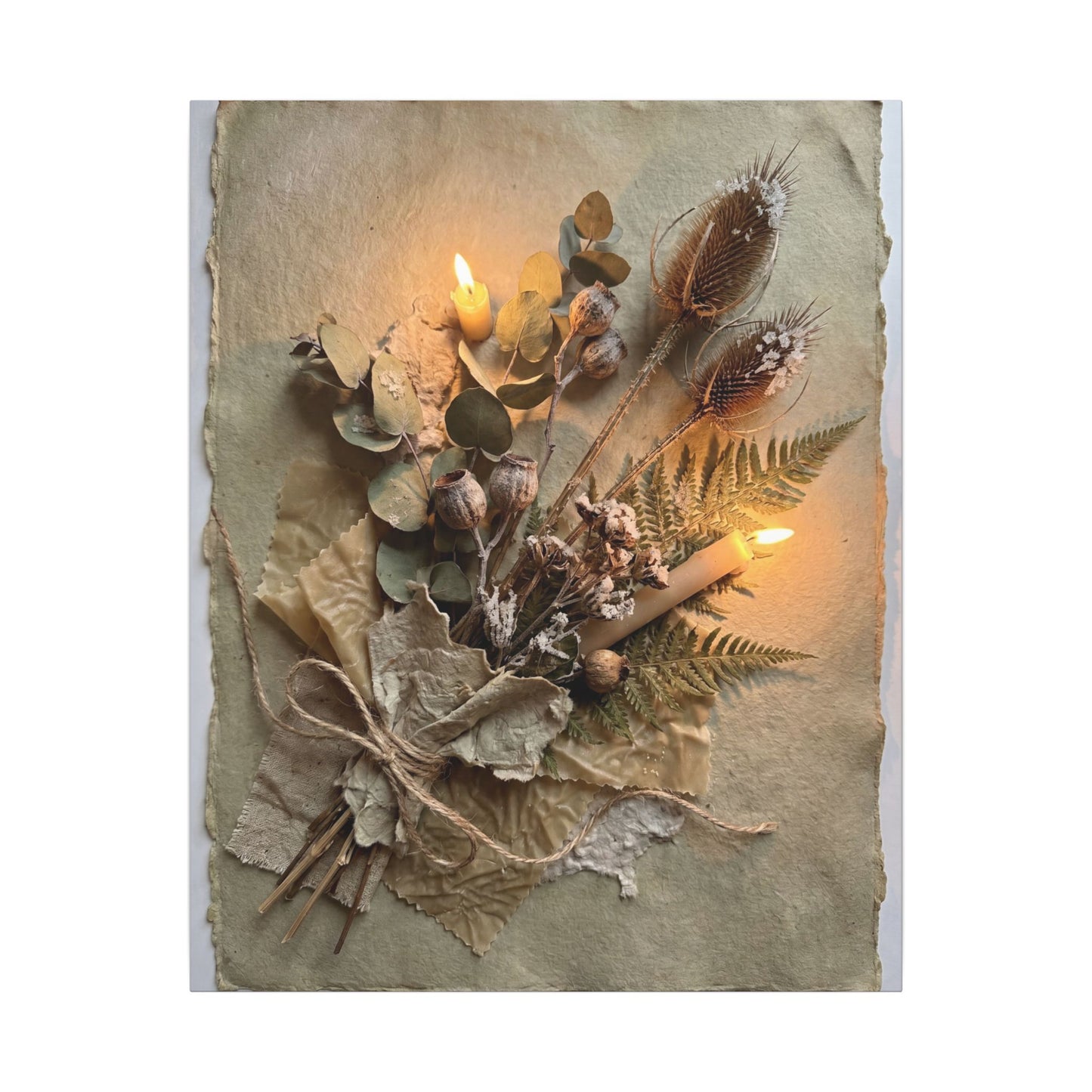 Dried Flowers Texture Canvas Art | Warm Japandi Art