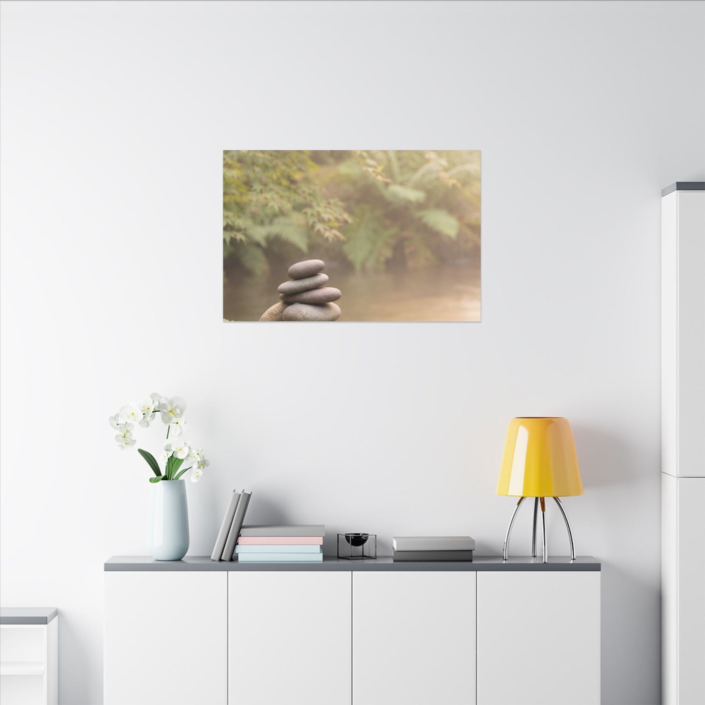 Cozy River Stones Canvas Art - Japanese Pattern Japandi