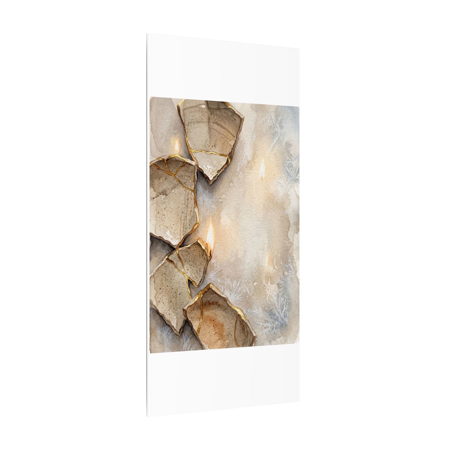 Broken Pottery Winter Canvas Art | Japandi Warm Design