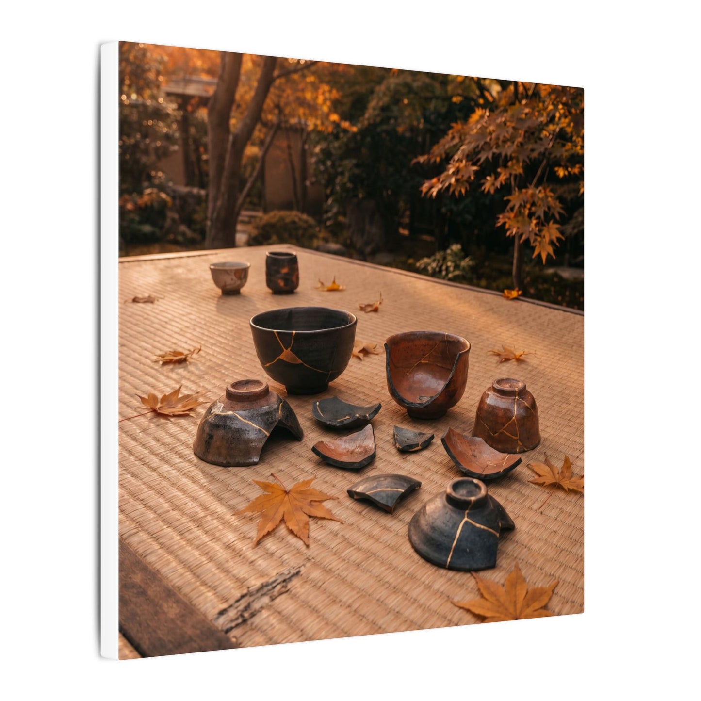 Golden Hour Tea Ceremony Canvas Art - Kintsugi Shibui