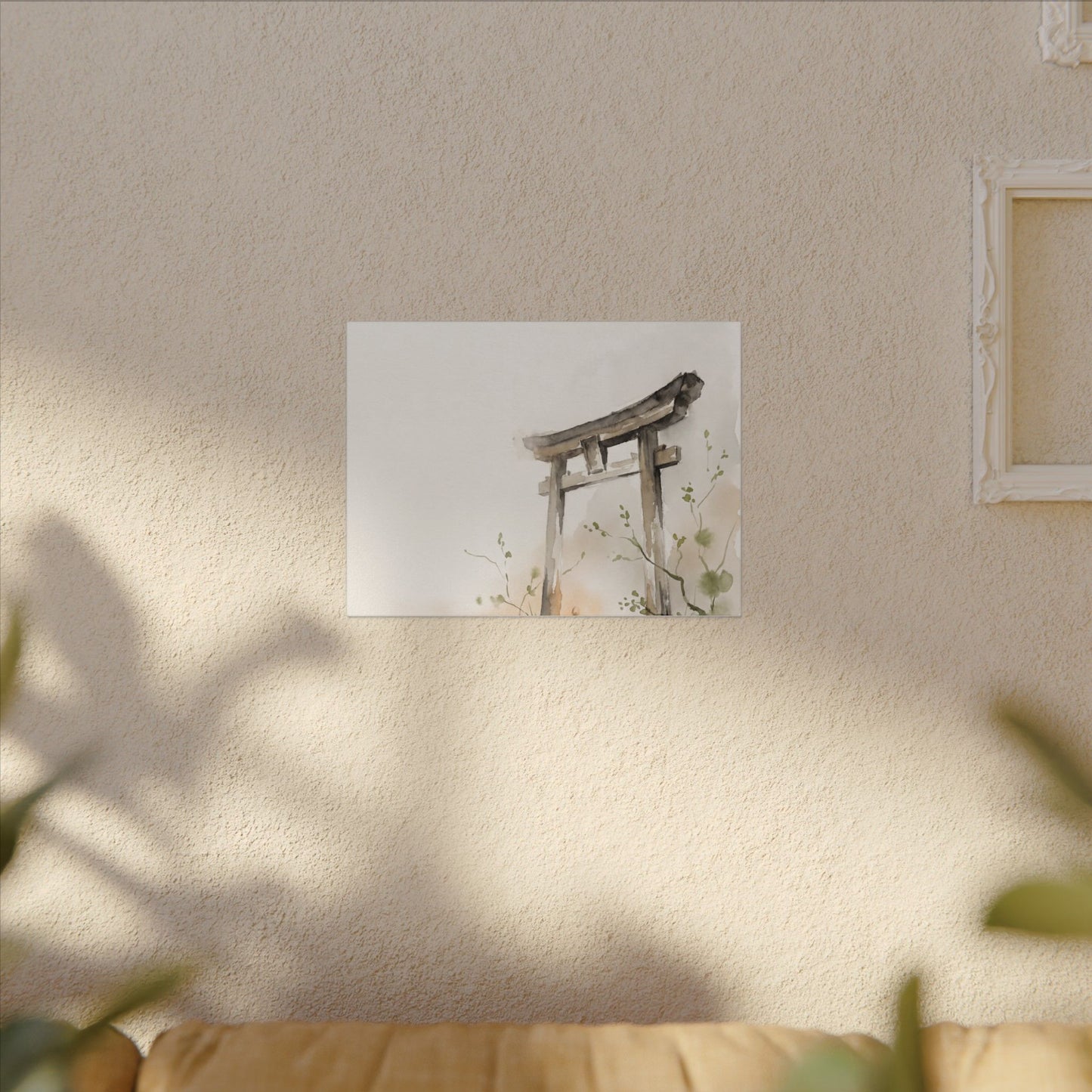 Fukinsei Torii Gate Canvas Art - Japandi Watercolor