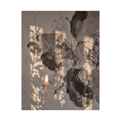 Japandi Shadow Play in Candlelight | Texture Wall Art Print