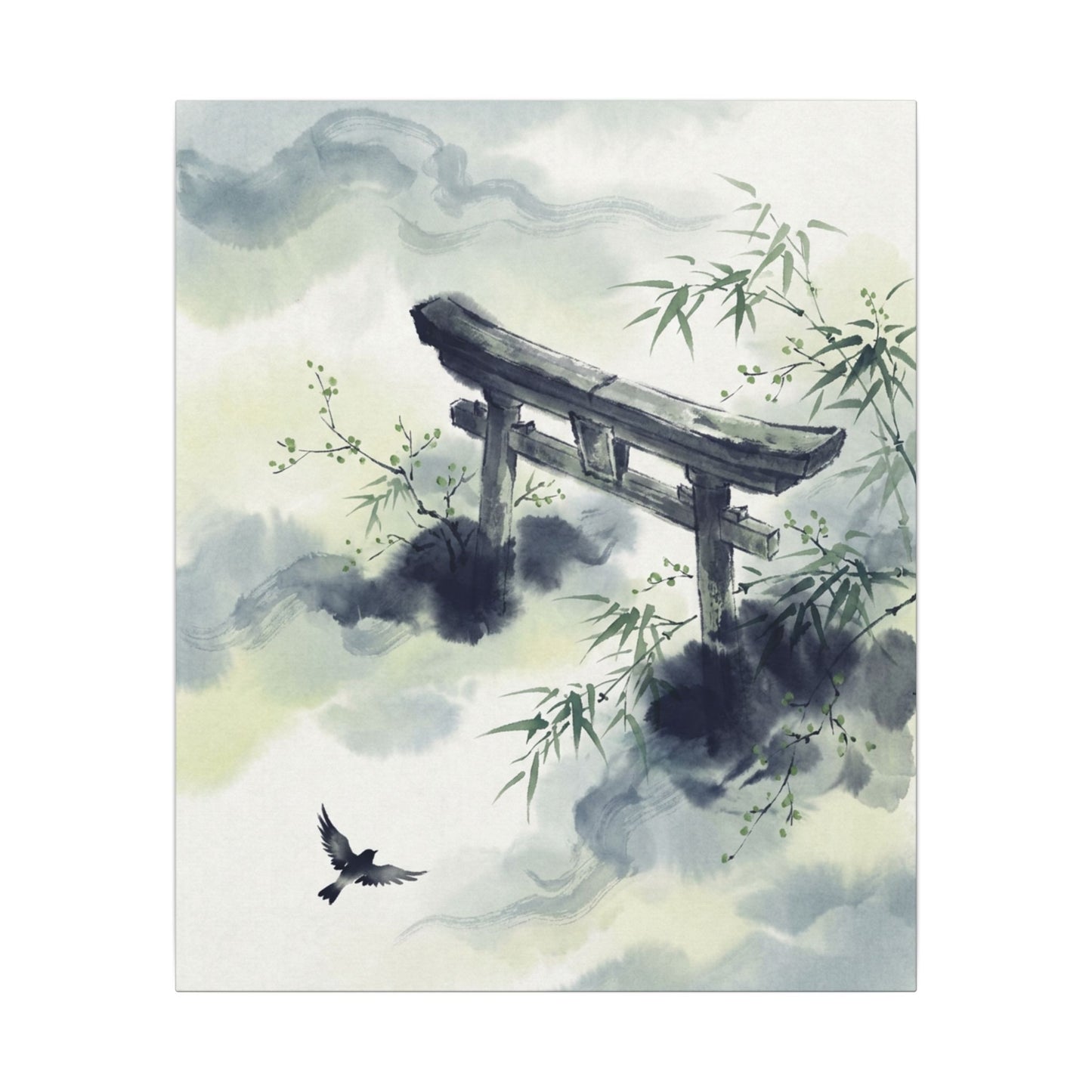 Torii Gate Sumi E Canvas Art | Serene Zen Art