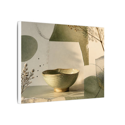 Warm Ceramic Bowl Canvas Art - Minimal Line Japandi