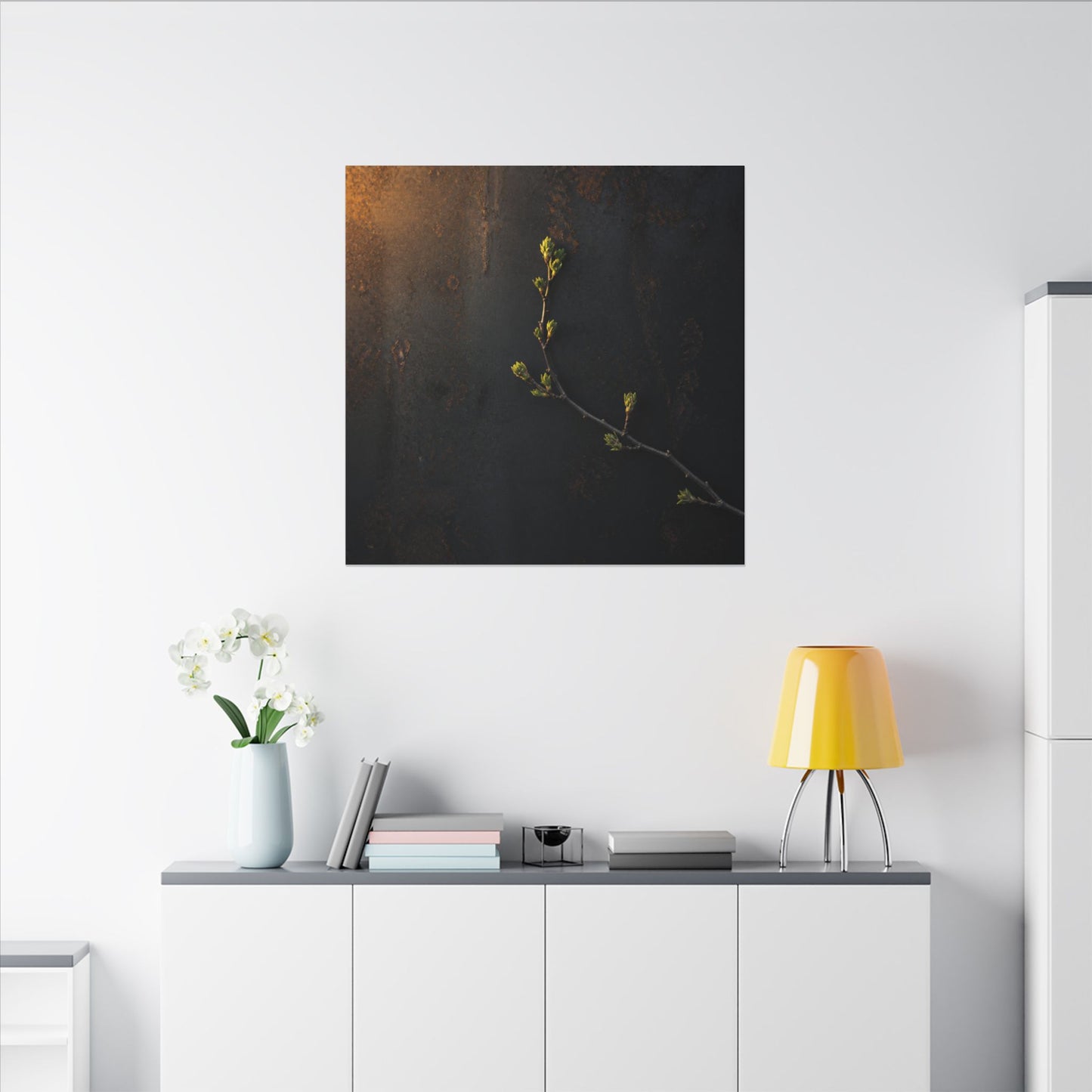 Dark Japandi Rust Patina in Golden Hour | Moody Minimal Canvas Art