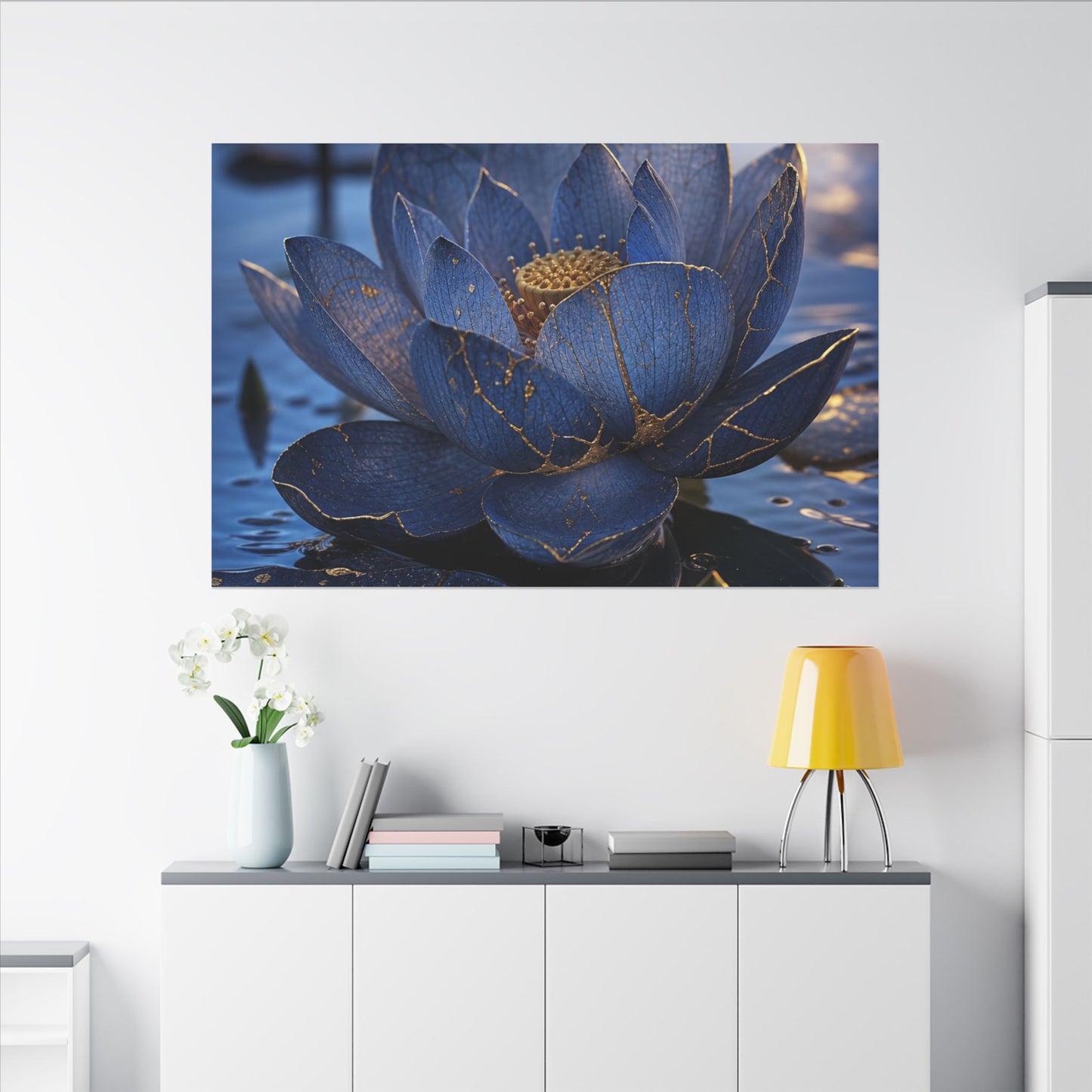 Kintsugi Lotus Flower in Dawn | Broken Beauty Canvas Art
