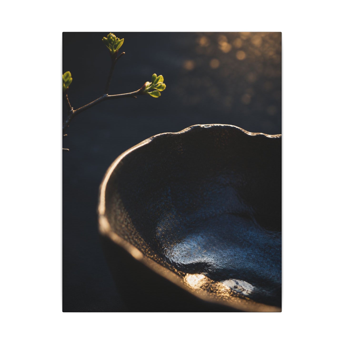 Ma Ceramic Bowl Canvas Art - Dark Japandi Shadow Zen