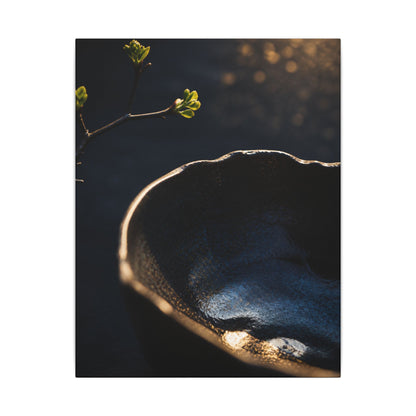 Ma Ceramic Bowl Canvas Art - Dark Japandi Shadow Zen