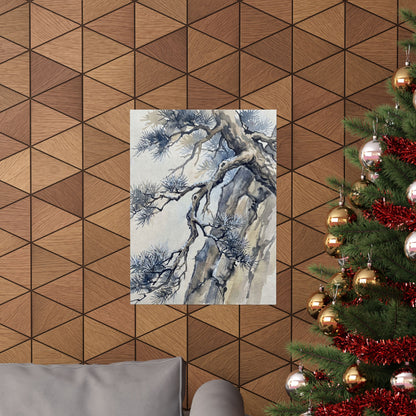 Seijaku Pine Tree Wall Art Print - Japandi Watercolor
